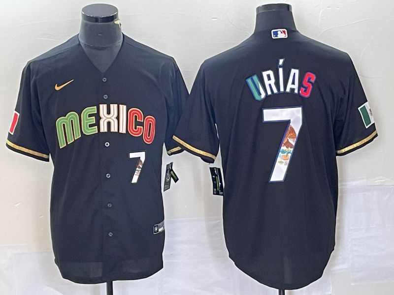 Men 2023 World Cub Mexico 7 Urias Black Nike MLB Jersey style 91810